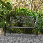 50" Blossoming Pattern Garden Decorative Patio Park Bench with Beautiful Floral Design & Relaxing Comfortable Build