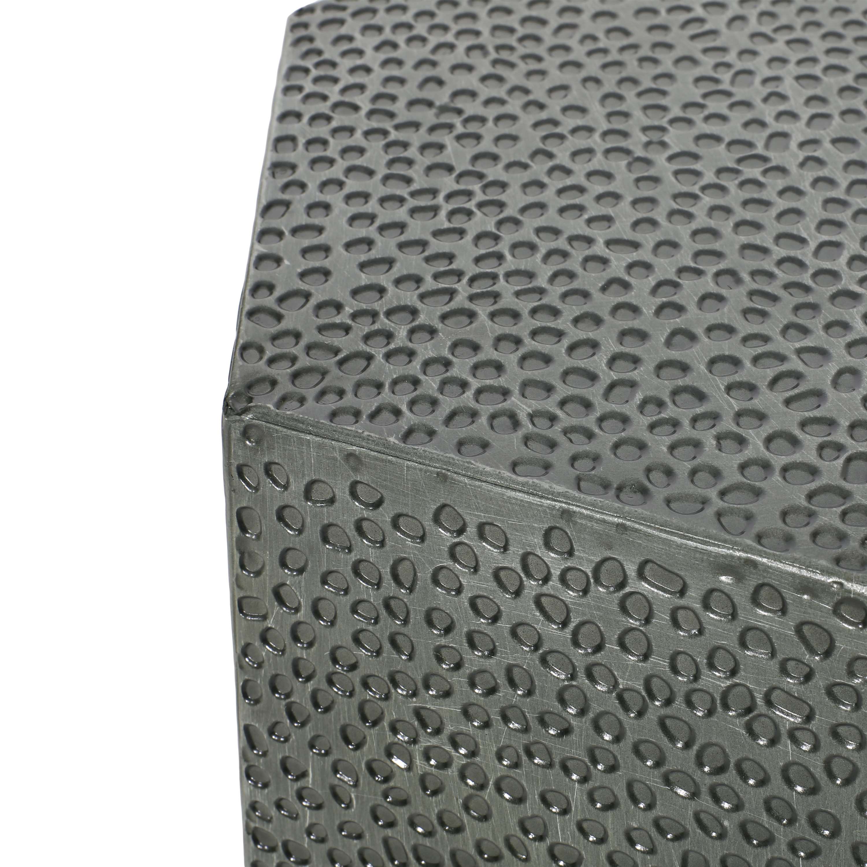 Modern Hammered Iron Geometric Side Table, No Assembly Required, 20.5" L x 19.5" W x 22.75" H, Antique Silver