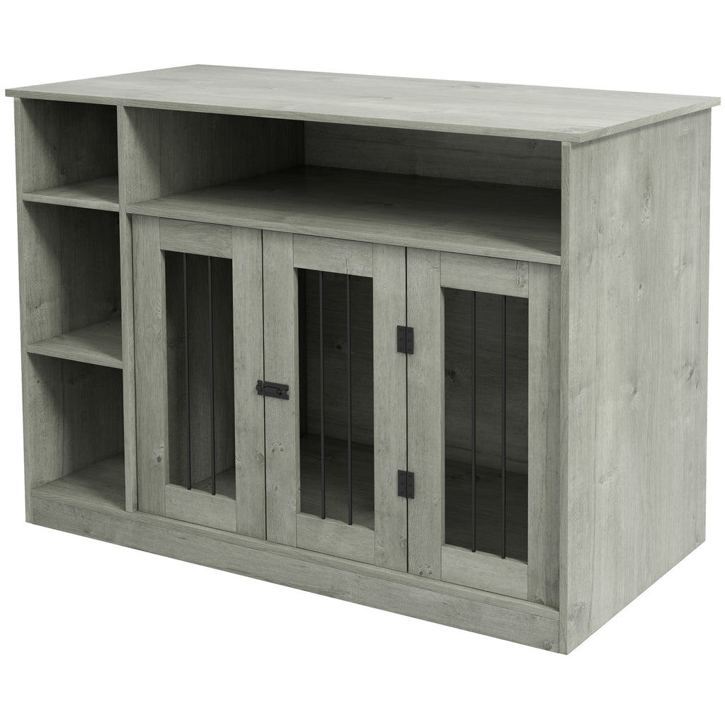 47" Dog Crate Furniture with Storage, for Large Medium Dogs, Gray
