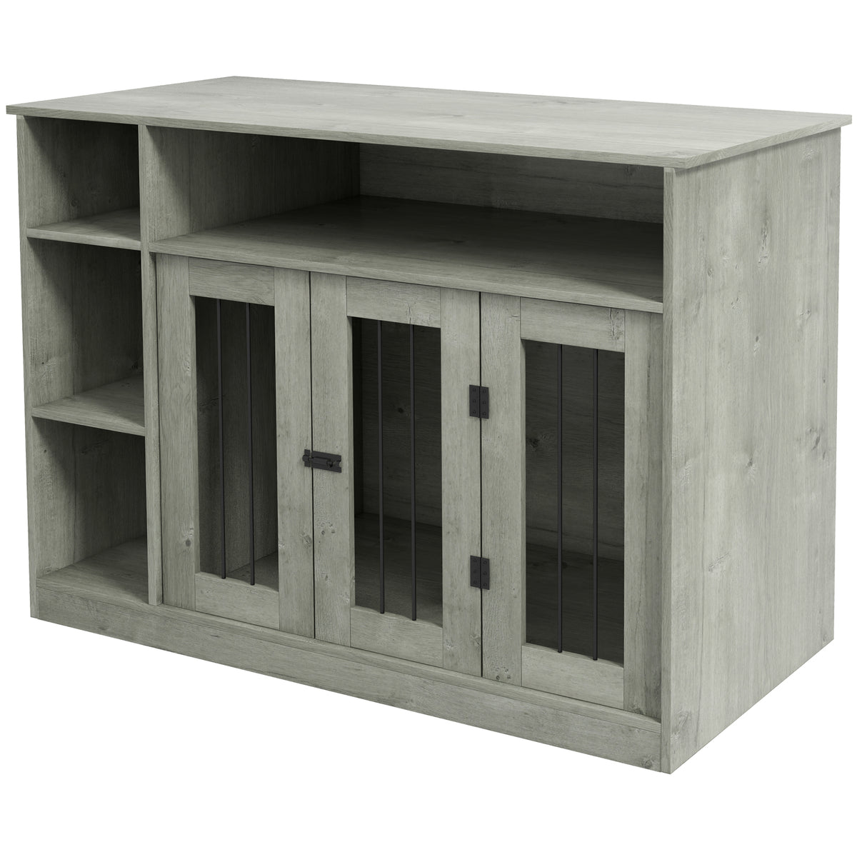 47" Dog Crate Furniture with Storage, for Large Medium Dogs, Gray