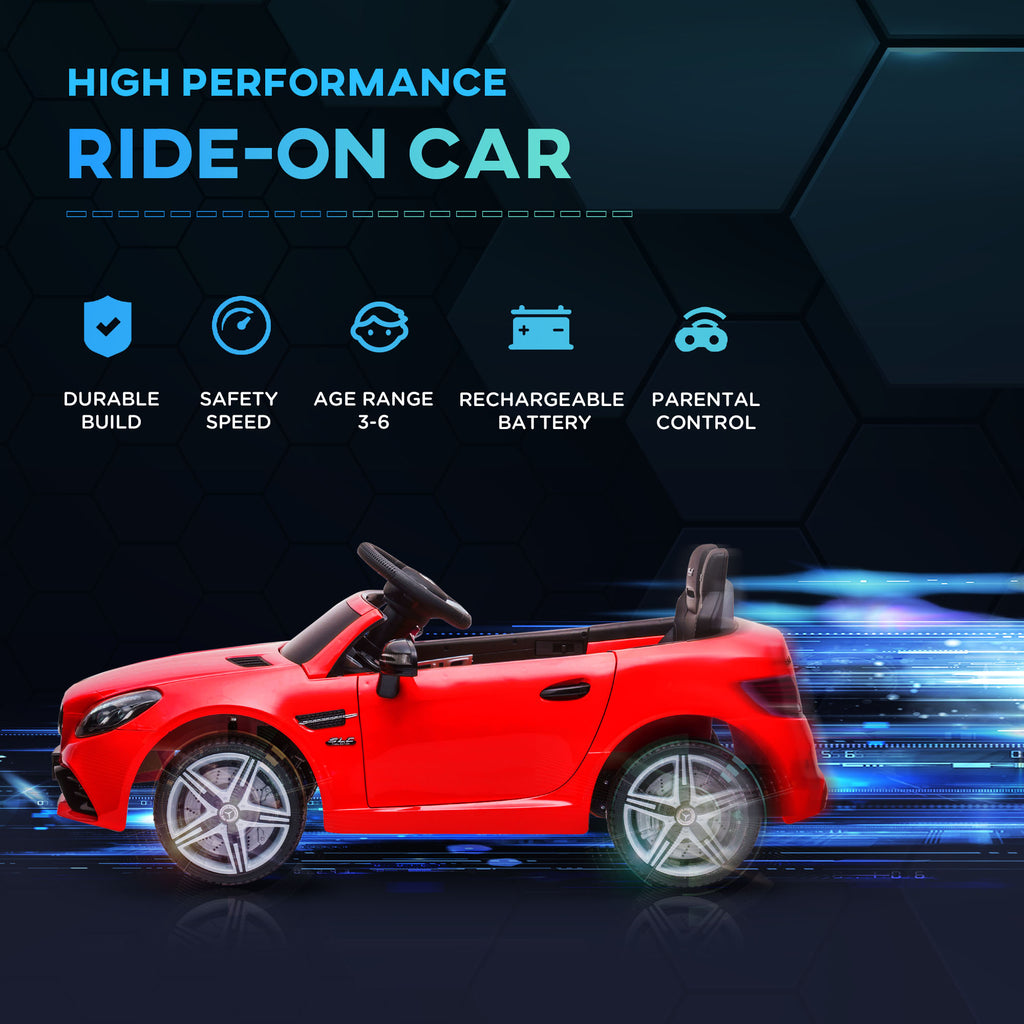SLC 300 Licensed Kids Electric Car with Remote Control, 12V Battery Powered Kids Ride on Car with Music, Lights, Suspension for 3-6 Years Old, Red