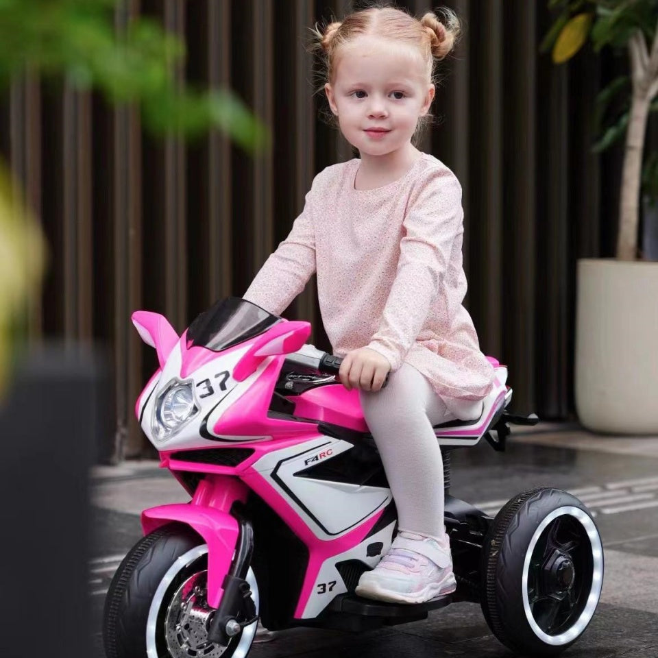 6V Kids Electric Ride-On Motorcycle with MP3, LED Headlight and Light-Up Wheels, Motorbike Ideal for Ages 3-4, 30.5'' L x 16'' W x 20.5'' H, Pink