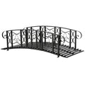 6' Metal Arch Backyard Garden Bridge with 660 lbs. Weight Capacity, Safety Siderails, Vine Motifs, Easy Assembly for Backyard Creek, Stream, Pond, Black