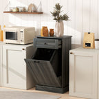 Kitchen Tilt Out Trash Bin Cabinet Free Standing Storage Cabinet with Drawer, Charcoal Gray