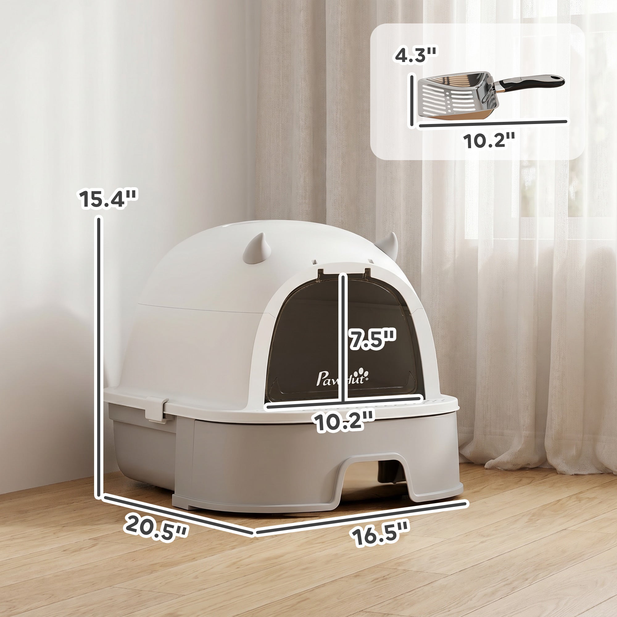 Stainless Steel Cat Litter Box Easy to Clean Kitty Litter Box with Slide-Out Tray Large Gray