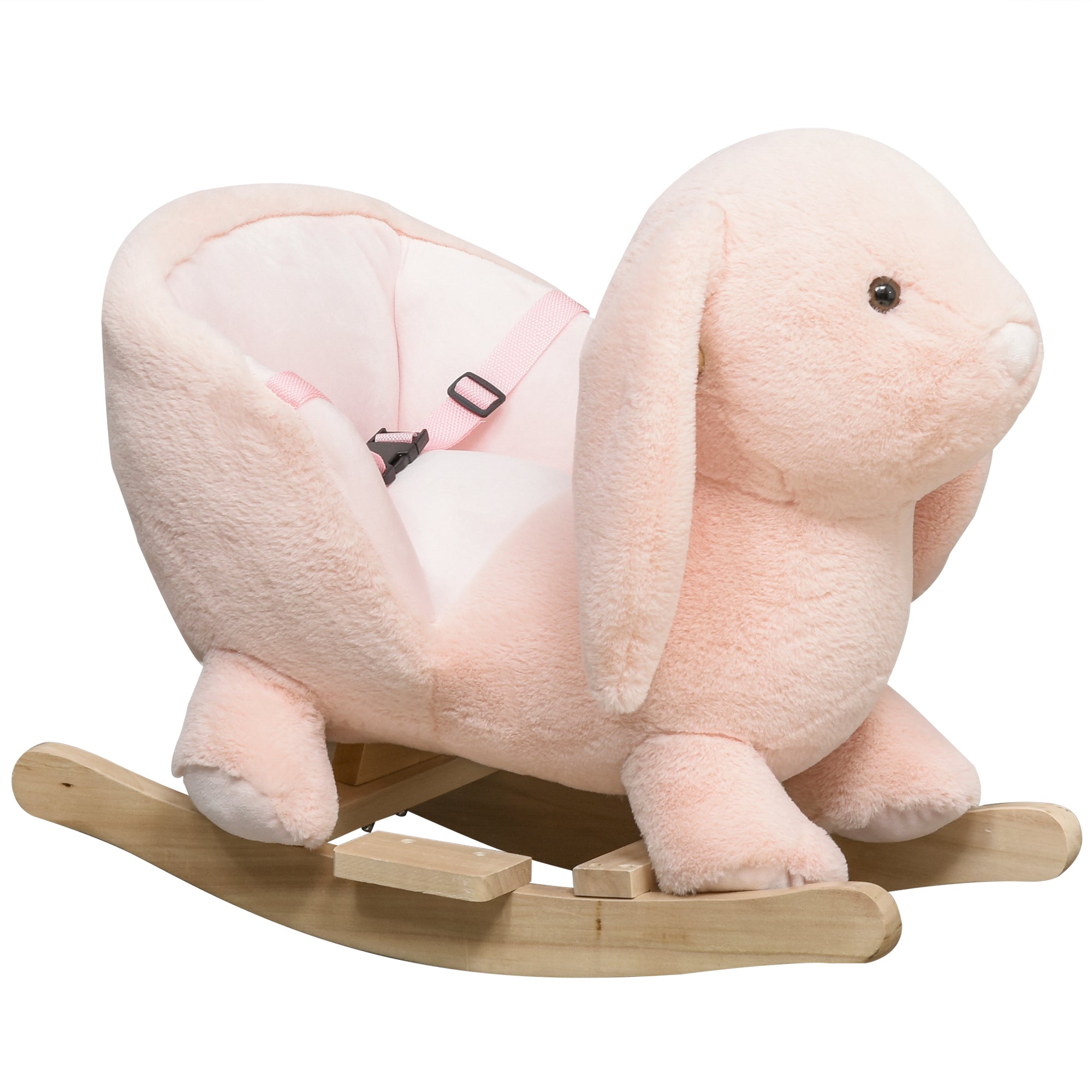 Rabbit Wooden Rocking Horse with Sound, Pink