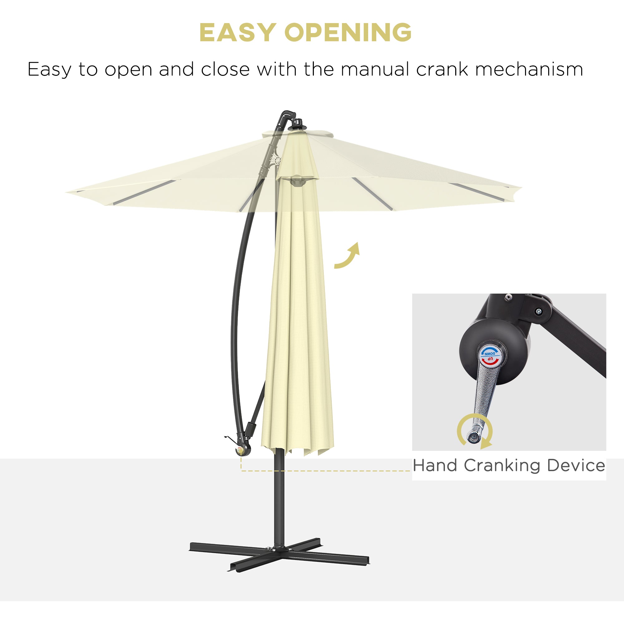 10' Cantilever Tilt Offset Patio Umbrella w/ UV & Water Safe Material & Cross Base (Weight Not Included), Beige