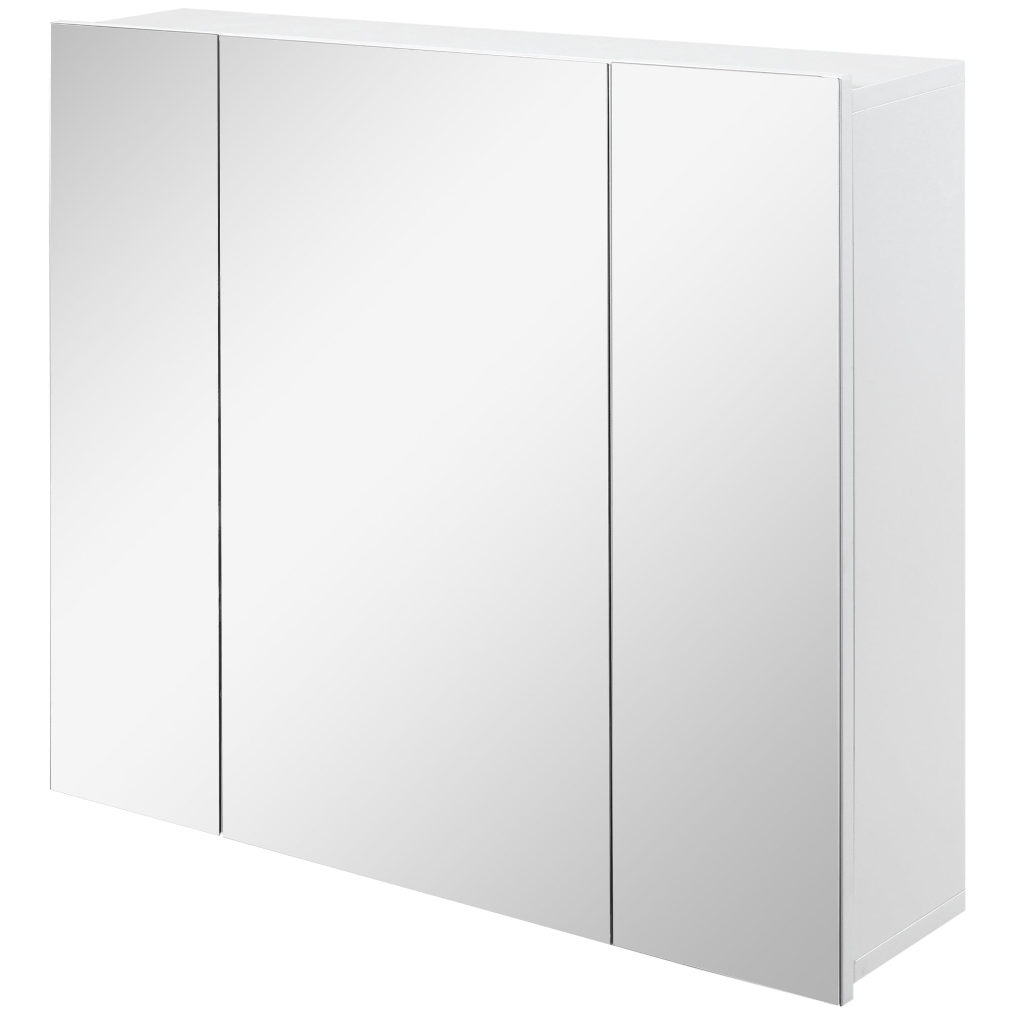 Wall Mounted Mirror Cabinet, Bathroom Medicine Cabinet with Mirror, 3 Doors and Adjustable Shelves, White