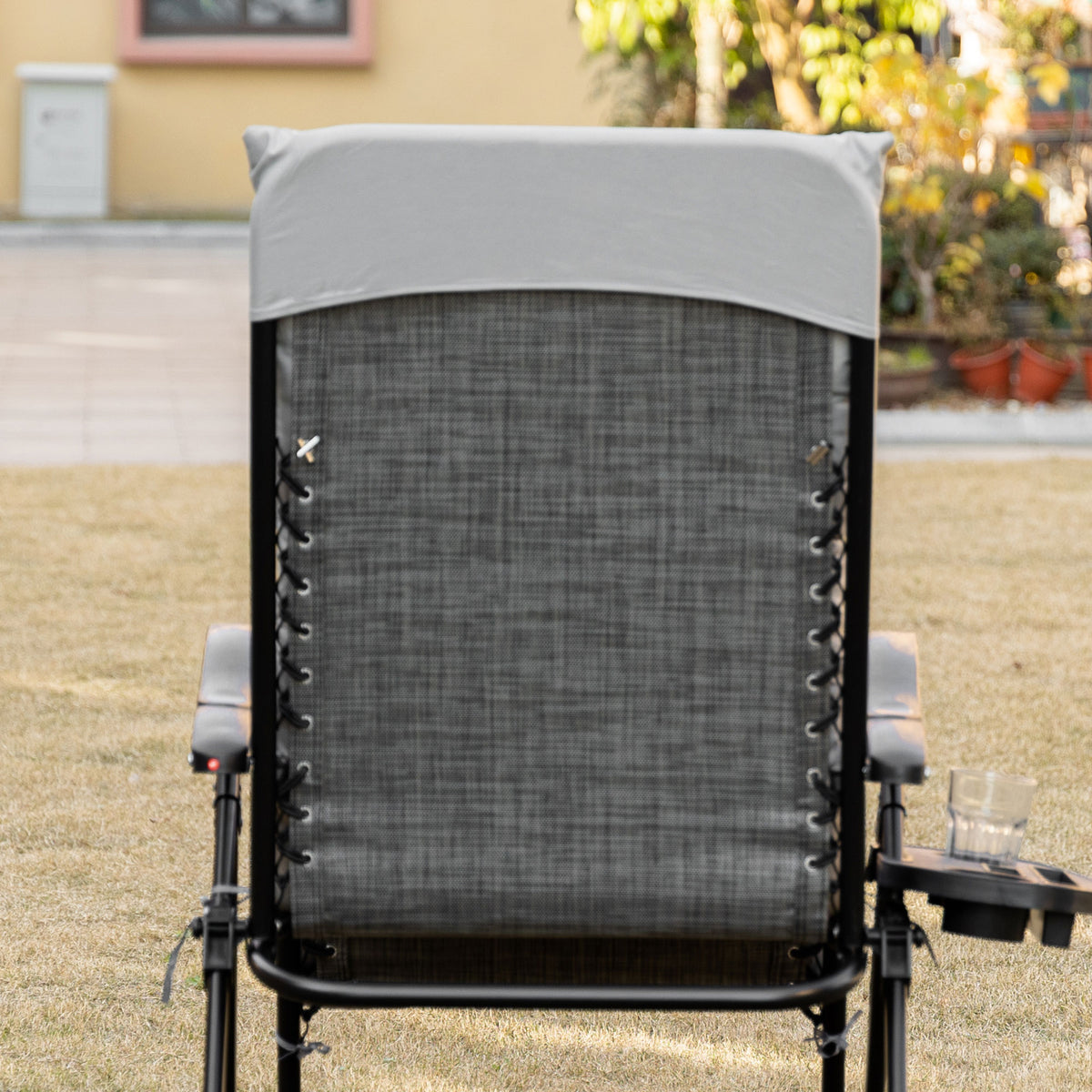 Padded Zero Gravity Chair, Folding Recliner Chair with Cup Holder Cushion, Gray