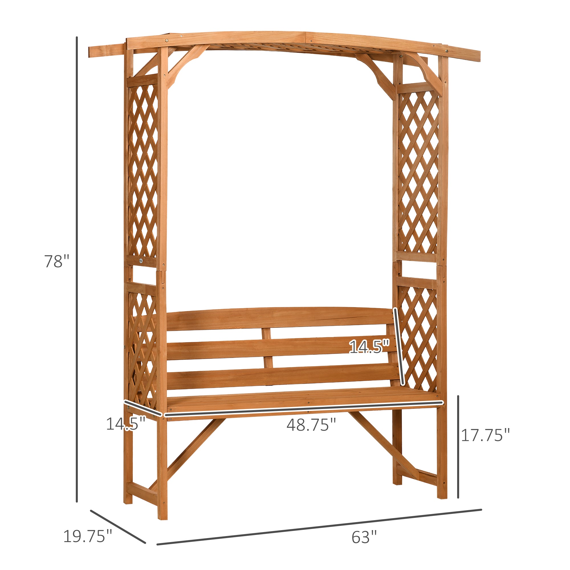 Patio Garden Bench, Wooden Bench, Outdoor Bench for Vines/Climbing Plants, Brown