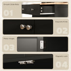 Kitchen Storage Cabinet, Sideboard Floor Cupboard with Solid Wood Top, Adjustable Shelf, and 2 Drawers, Black