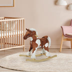 Toddler Rocking Horse, Kids Plush Rocking Chair Toy with Nursery Rhyme Music Brown