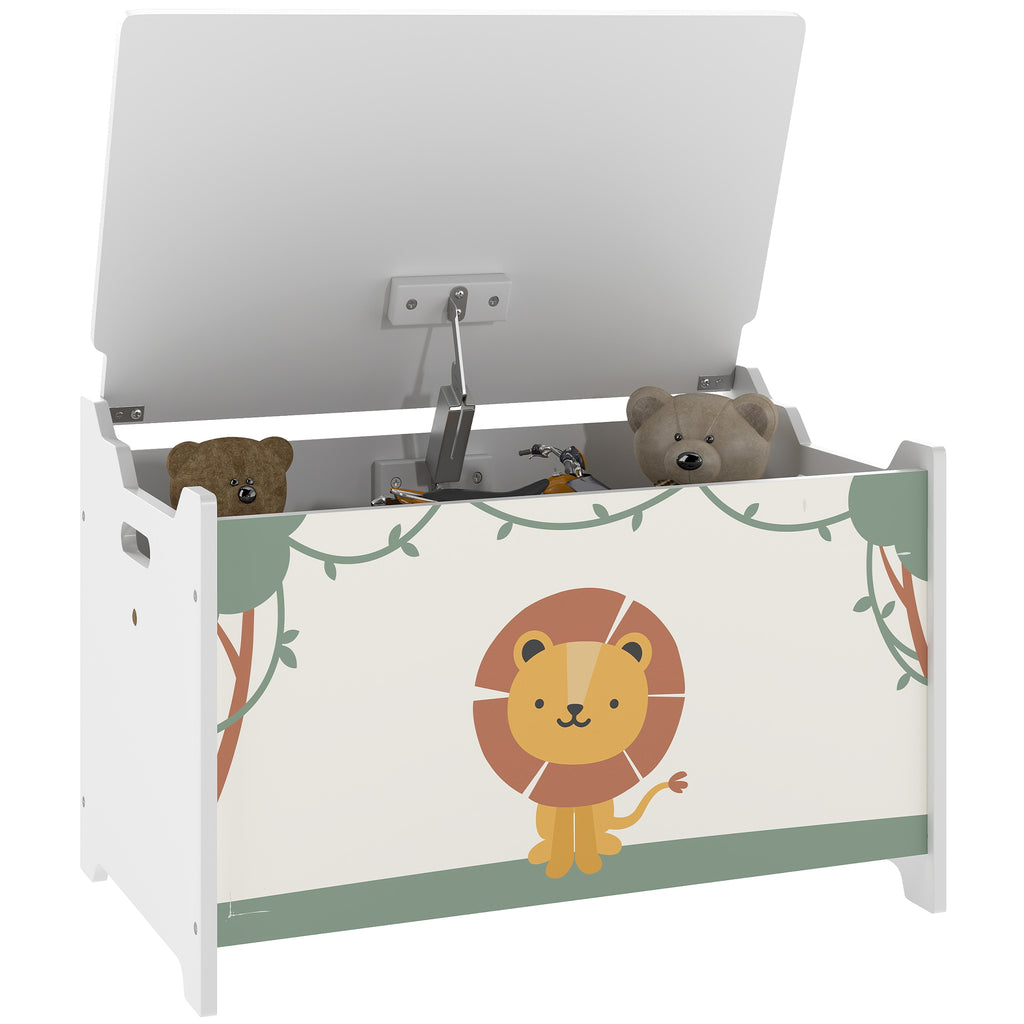 Toy Box with Lid, Safety Hinges and Groove Handles, Toy Storage Organizer for Kids, Living Room, Playroom, Green