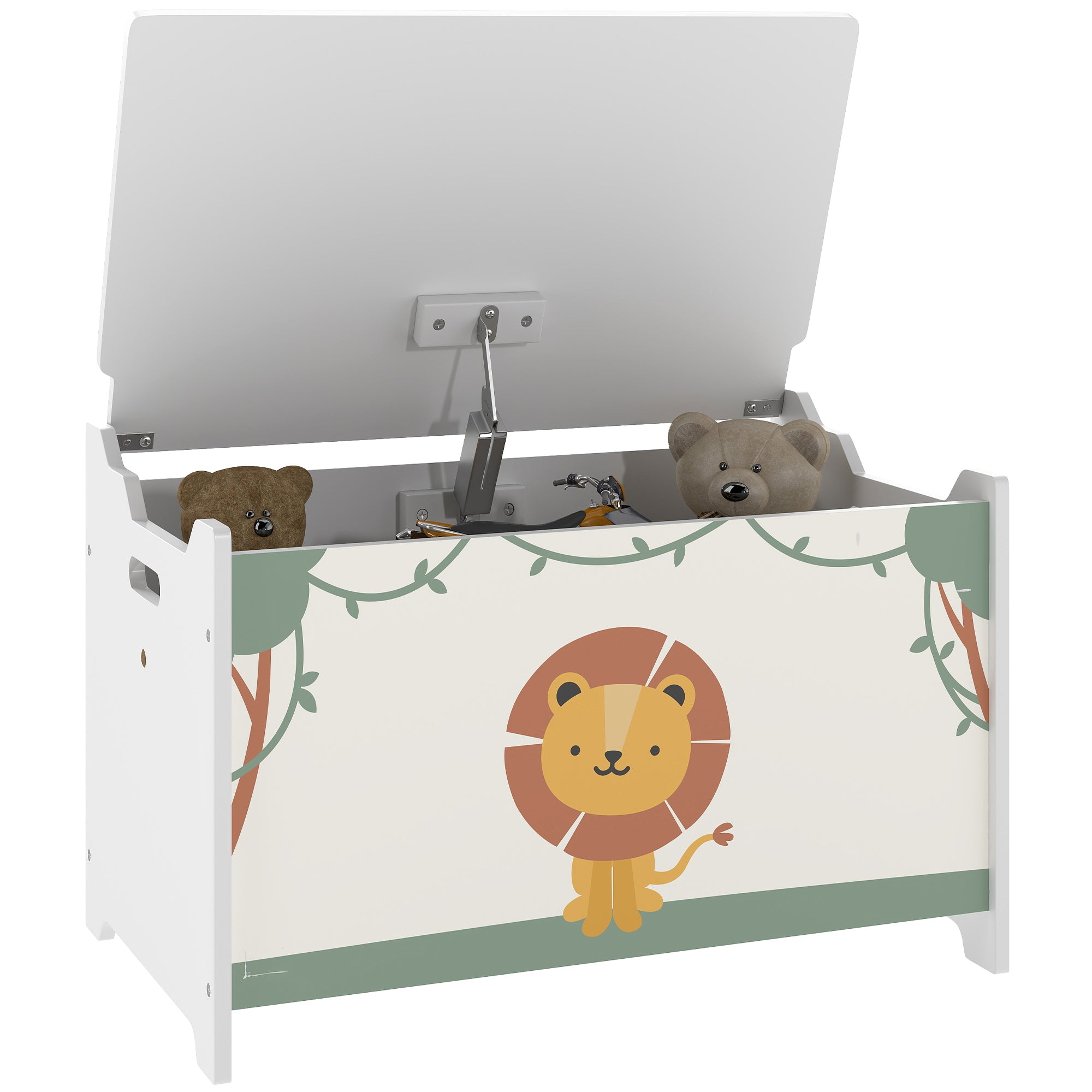 Toy Box with Lid, Safety Hinges and Groove Handles, Toy Storage Organizer for Kids, Living Room, Playroom, Green