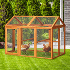 Wooden Chicken Run, Combinable Design with Perches, 4.6' x 2.8', Orange