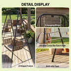 Hammock Chair Stand Indoor and Outdoor Use with Anti-Slip Foot Pads, 2 Carabiners, Black