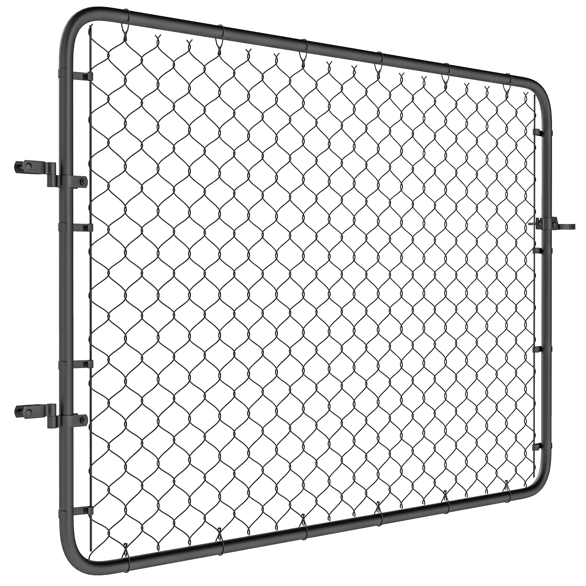 Garden Gate Chain Link Fence Gate, Galvanized Steel Garden Door for Yard Entrance Way, 47.2 x 70.9 in., Black