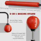 4.6'-6.7' Speed Bag Boxing Bag Stand, Reflex Bag Boxing Training Equipment, Speed Punching Bag, Red