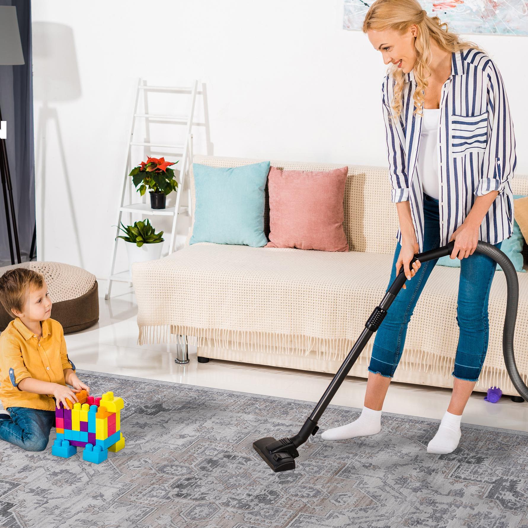 Naar 2x3 Stain-Resistant Area Rug with Cotton Backing, Medium Pile Height, Kid and Pet-Friendly Carpet, 36" L x 24" W x 0.35" H, Ivory