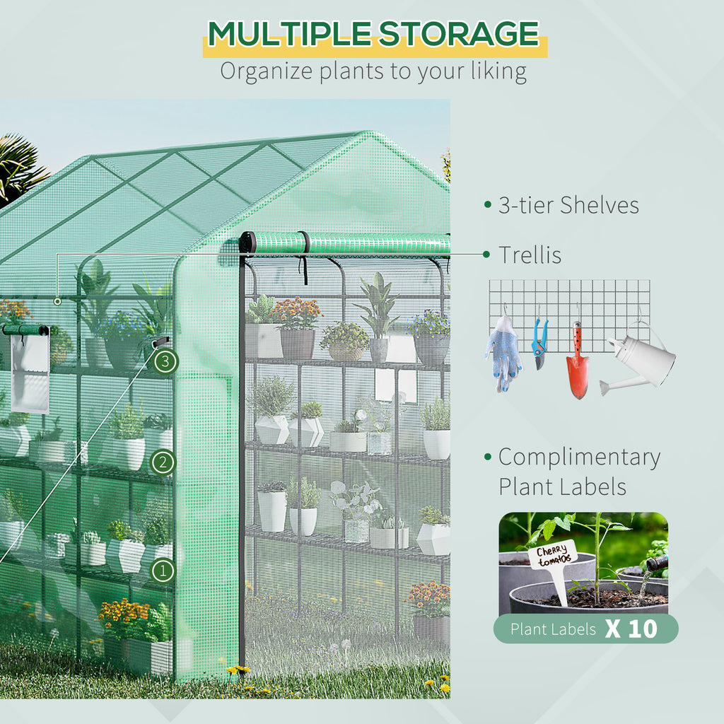 8' x 6' x 7' Temporary Greenhouse for Growing Flowers with Mesh Door & Windows Green