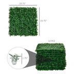 12 PCS Artificial Boxwood Panels Topiary Wall Greenery Backdrop, Privacy Hedge Screen 4 Layer Roll, Dark Green