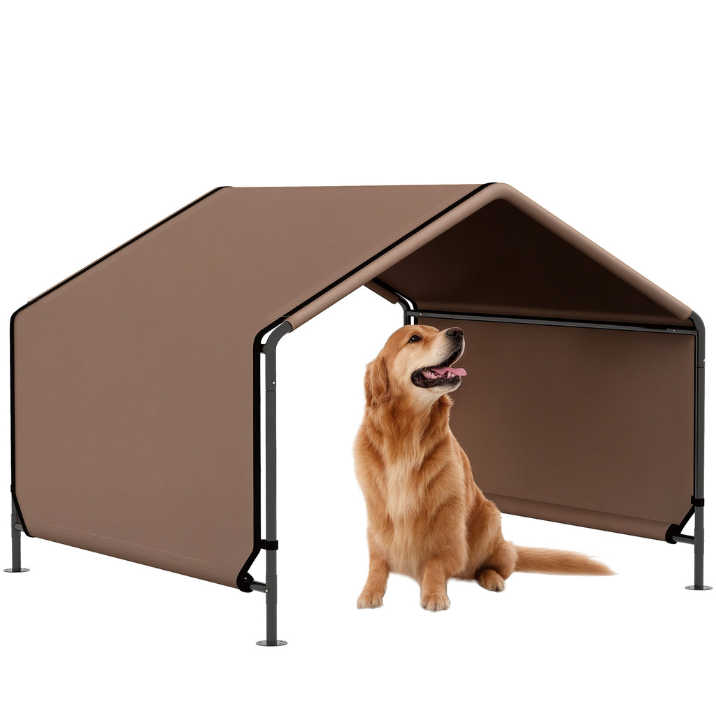 Portable Dog Tent Water Resistant for Outdoor Shade Protection, Brown