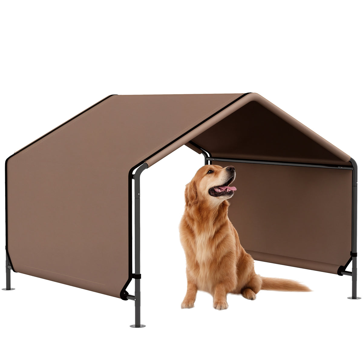 Portable Dog Tent Water Resistant for Outdoor Shade Protection, Brown