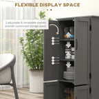 Accent Floor Storage Cabinet Kitchen Pantry with Adjustable Shelves and 2 Lower Doors, Gray