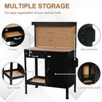 Multipurpose Workbench, Workshop Tool Table with Slide Drawer, Peg Board, Storage Cabinet with Keys