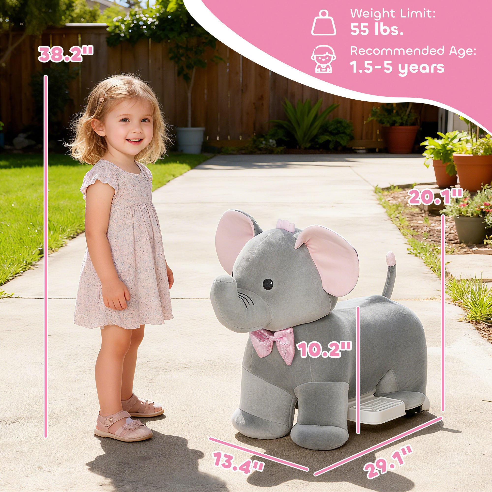 6V Ride on Horse with Music, Forward, Soft Touch, Foot Pedal, for Boys Girls 1.5-5 Years Old
