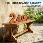 Rustic Outdoor Wooden Bench, Backless Garden Bench Patio Loveseat with X-Shape Base for Porch, Park, Carbonized