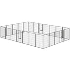 Dog Playpen for Indoor Outdoor, 24 Panels 44.5" H Puppy Playpen with Lockable Door, DIY Shape Pet Exercise Fence, Black