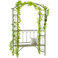 Metal Trellis Arbor Arch for Climbing Plants with Garden Bench, Grow Grapes and Vines, Decorative Seating, Black