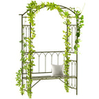 Metal Trellis Arbor Arch for Climbing Plants with Garden Bench, Grow Grapes and Vines, Decorative Seating, Black