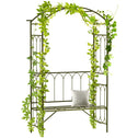 Metal Trellis Arbor Arch for Climbing Plants with Garden Bench, Grow Grapes and Vines, Decorative Seating, Black