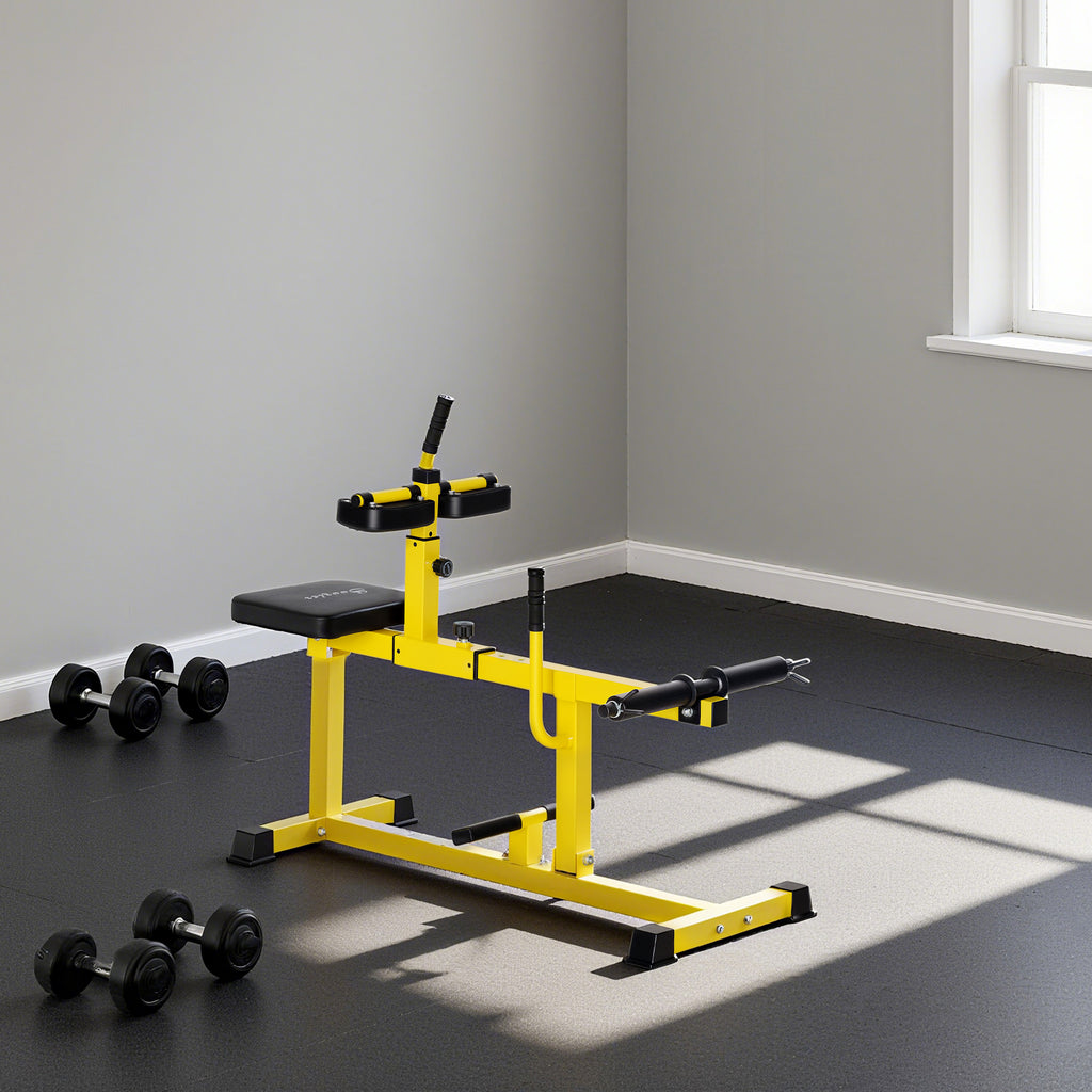 Adjustable Steel Seated Calf Raise Exercise Strength Training Gym Equipment, Yellow