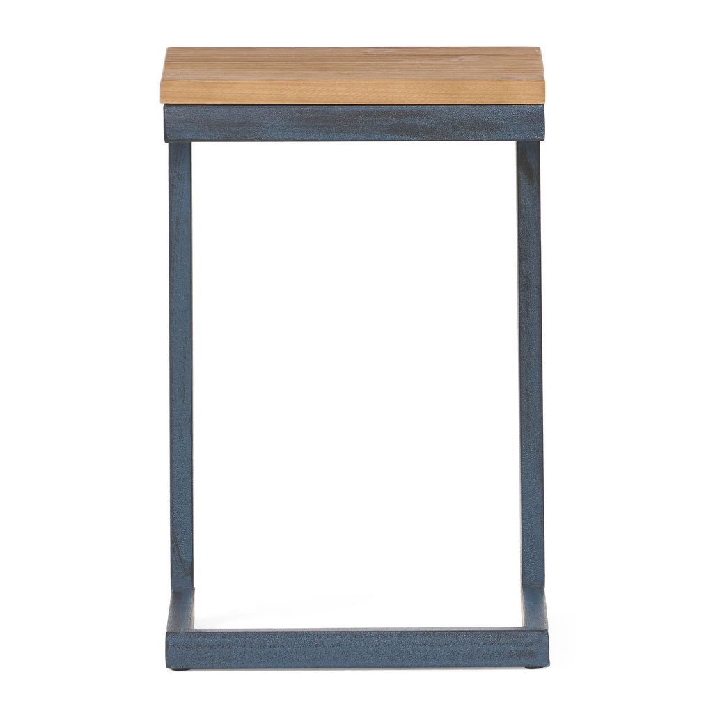 Small Size Firwood Antique Accent Table, Versatile Design with Iron Frame, 12.75" L x 10.25" W x 19" H, Black