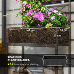 Outdoor Wicker Planter with Trellis for Climbing Plants, Freestanding Rattan Garden Box with Storage Shelf, Brown
