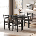5-Piece Small Kitchen Table Set for 4, Farmhouse Dining Table Set with Upholstered Chairs and Rubber Wood Legs, Black