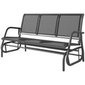 3-Person Outdoor Patio Glider Bench, Porch Glider Swing with 3 Seats, Breathable Mesh Fabric, Metal Frame, Black