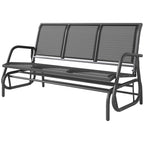 3-Person Outdoor Patio Glider Bench, Porch Glider Swing with 3 Seats, Breathable Mesh Fabric, Metal Frame, Black