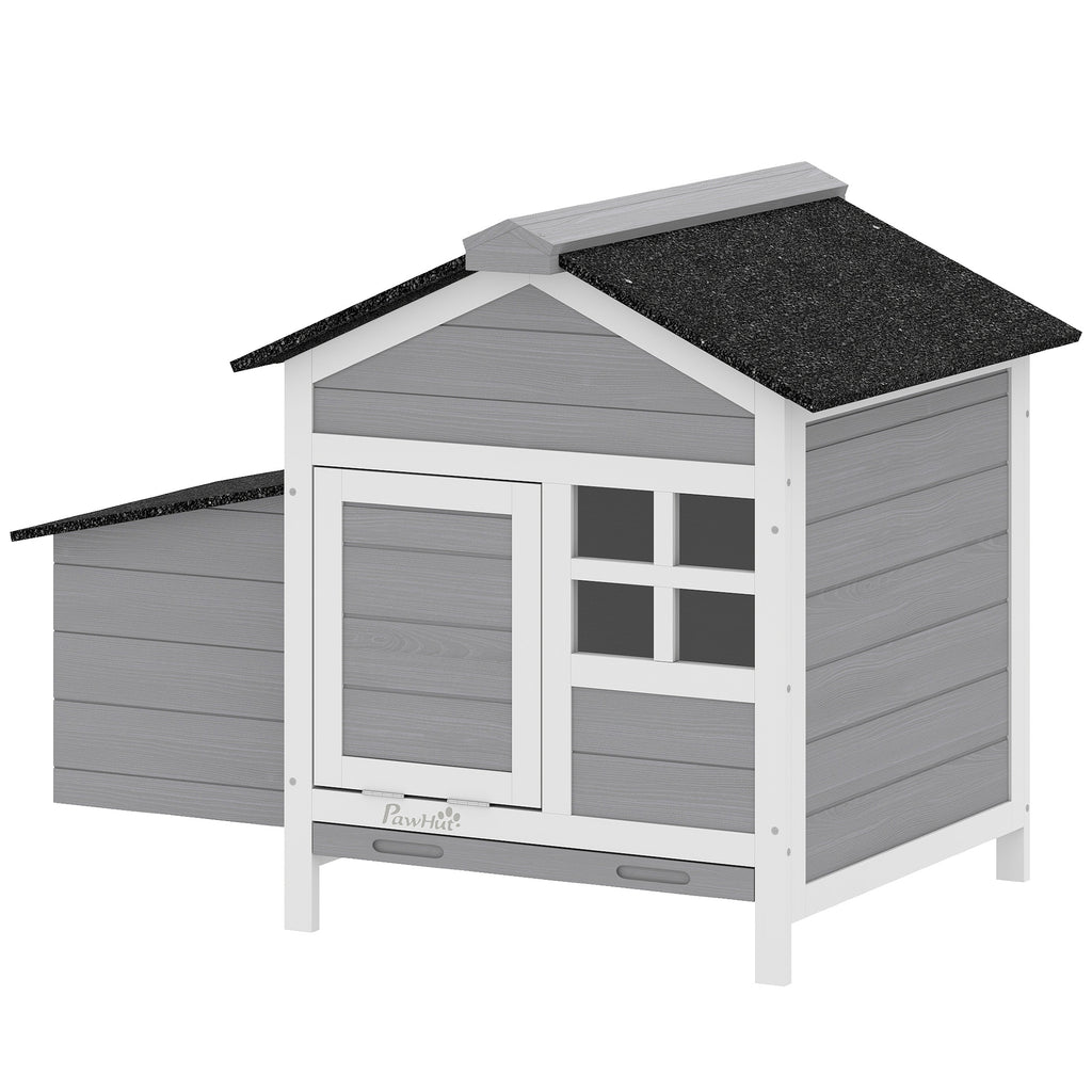 Wooden Chicken Coop Outdoor with Nesting Box, Pull-Out Metal Tray, for 1-2 Chickens, Rabbits, Ducks, 36" x 25" x 27"