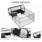 Rolling Metal Rabbit, Guinea Pig, or Small Animal Hutch Cage with Main House and Run