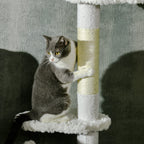 8.4' Floor to Ceiling Cat Tree, Adjustable Height, White