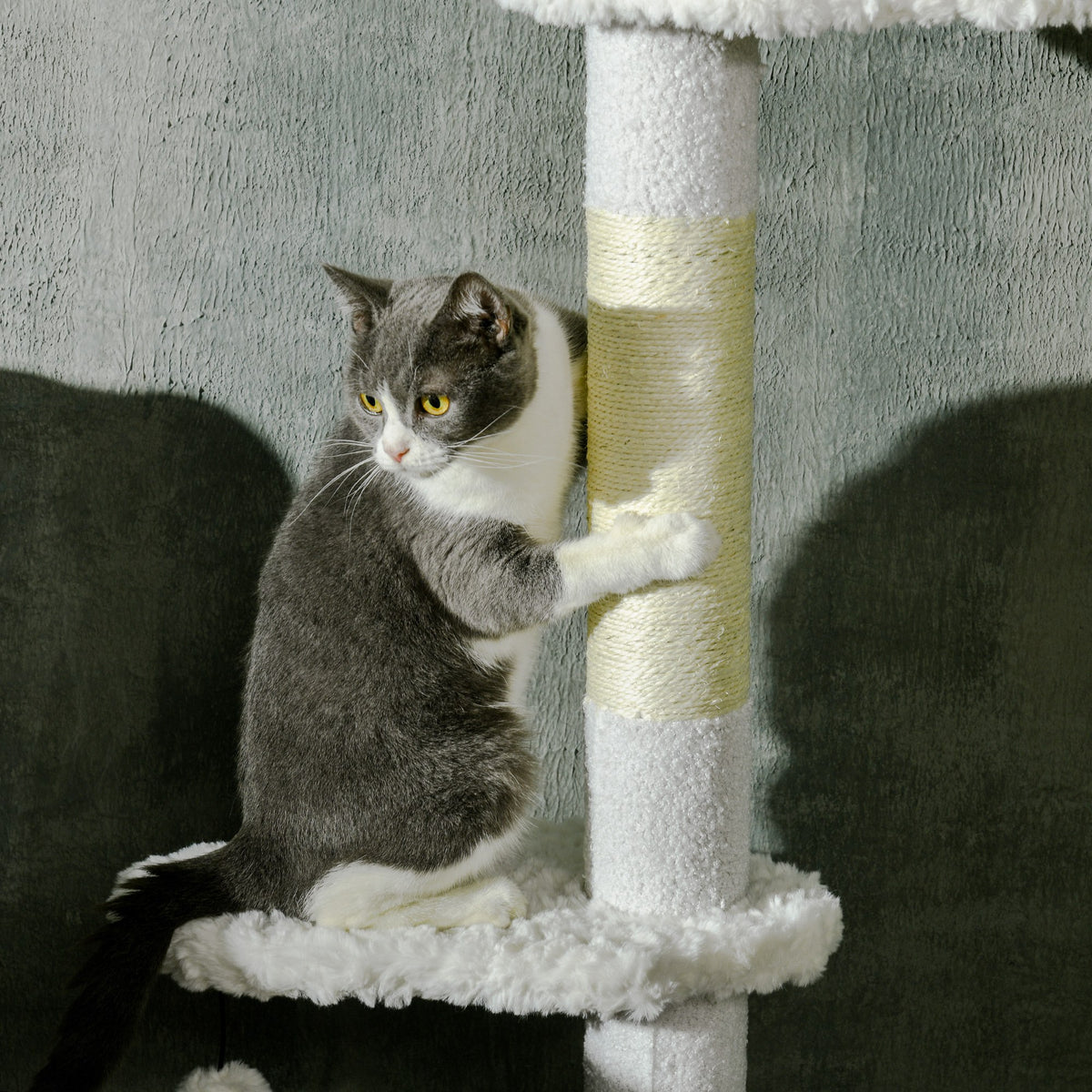 8.4' Floor to Ceiling Cat Tree, Adjustable Height, White