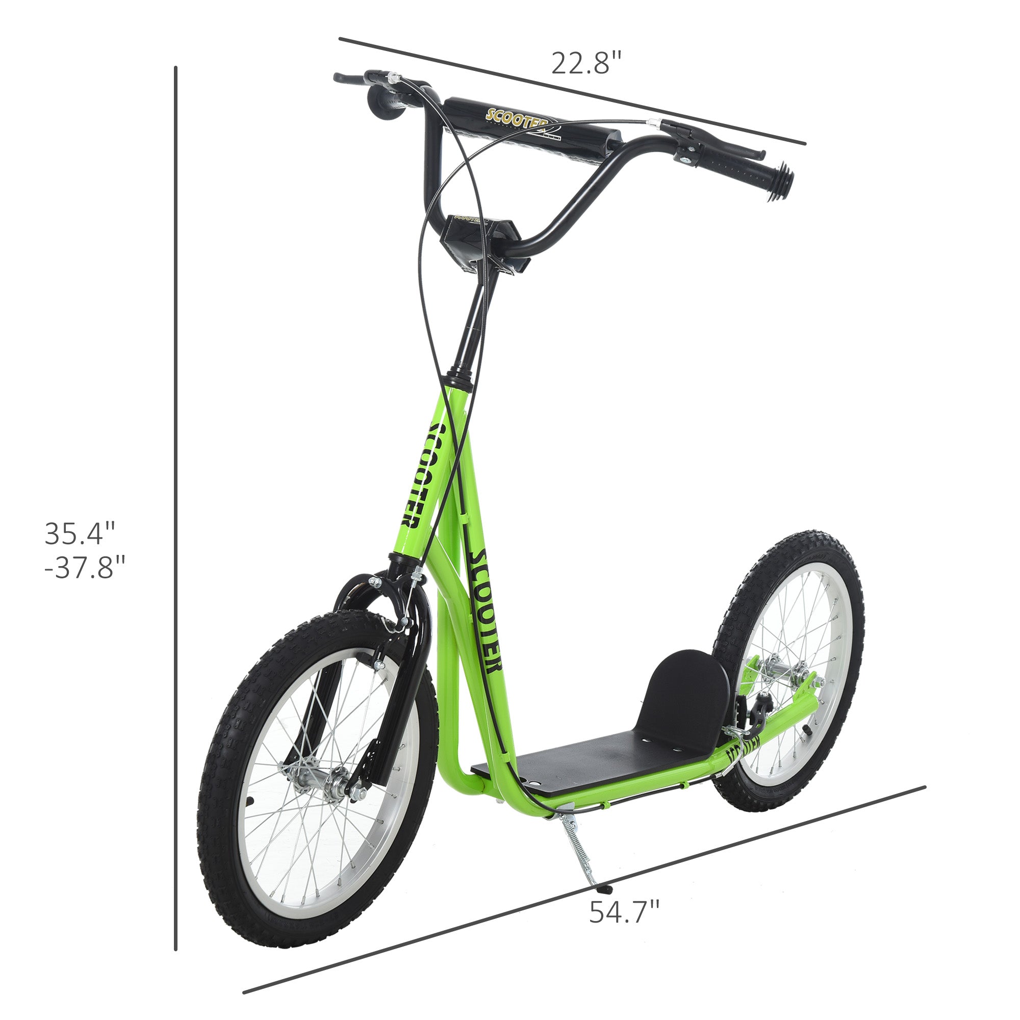 Youth Scooter Kick Scooter for Kids 5+ with Adjustable Handlebar Front and Rear Dual Brakes, Light Green