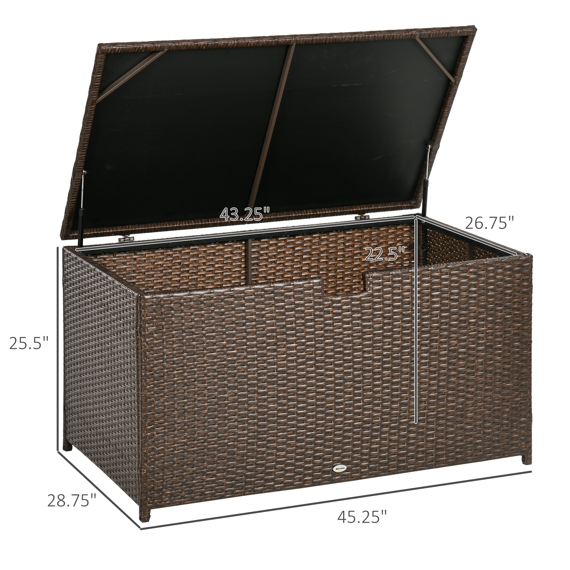 113 Gallon Outdoor Storage Box, Rattan Deck Box for Indoor, Patio Furniture Cushions, Pool Garden Tools, Brown