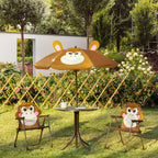 Kids Table and Chair Set, Outdoor Folding Garden Furniture, Picnic Table for Patio Backyard, with Removable & Height Adjustable Sun Umbrella, Brown