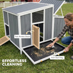 Chicken Coop, Wooden Chicken House for 4-6 Hens, Outdoor Hen House with Nesting Box, Pull-Out Tray and Weatherproof Roof