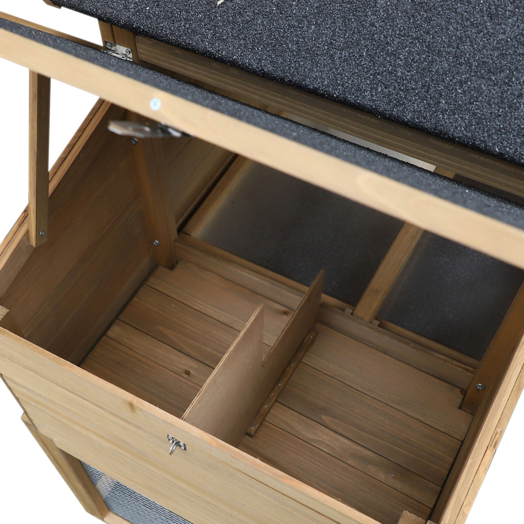 69" Wooden Chicken Coop, Poultry Cage Hen House with Connecting Ramp, Tray, Ventilated Window and Nesting Box